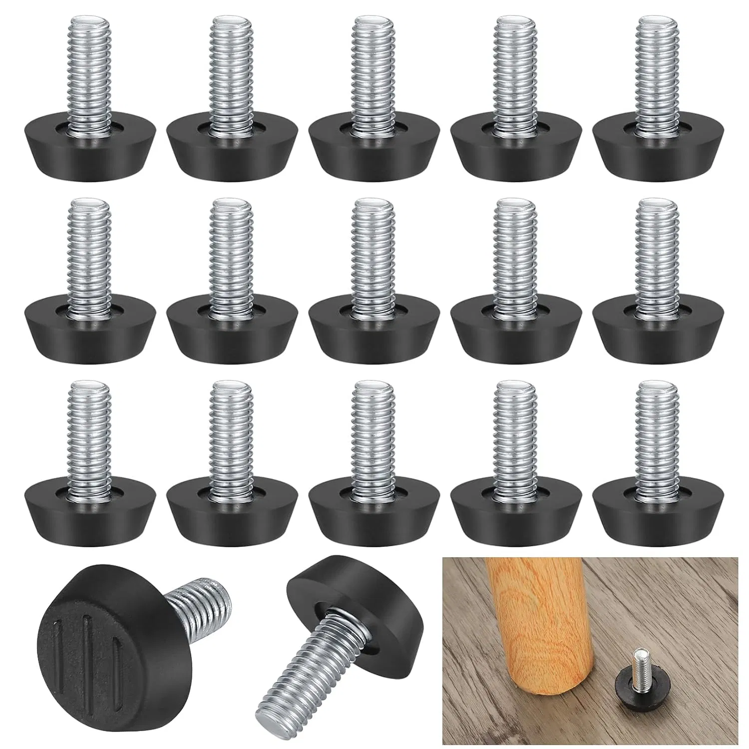 Adjustable Foot Pads, Iron Sheet, Black Base, Adjustable Legs, Tables, Chairs, Display Cabinets, Furniture, - Image 6