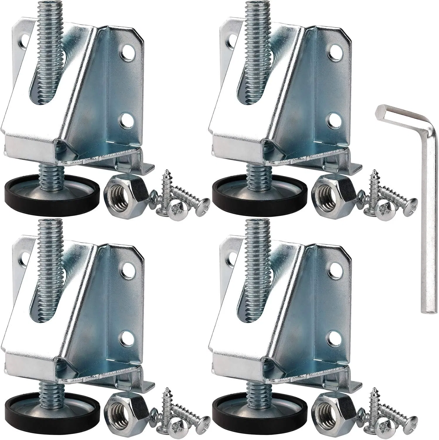 Large Machine Adjust Foot Fixed Galvanized Carbon Steel Heavy Duty Leveling Feet M8 with Base Dia 50mm with Rubber Pads