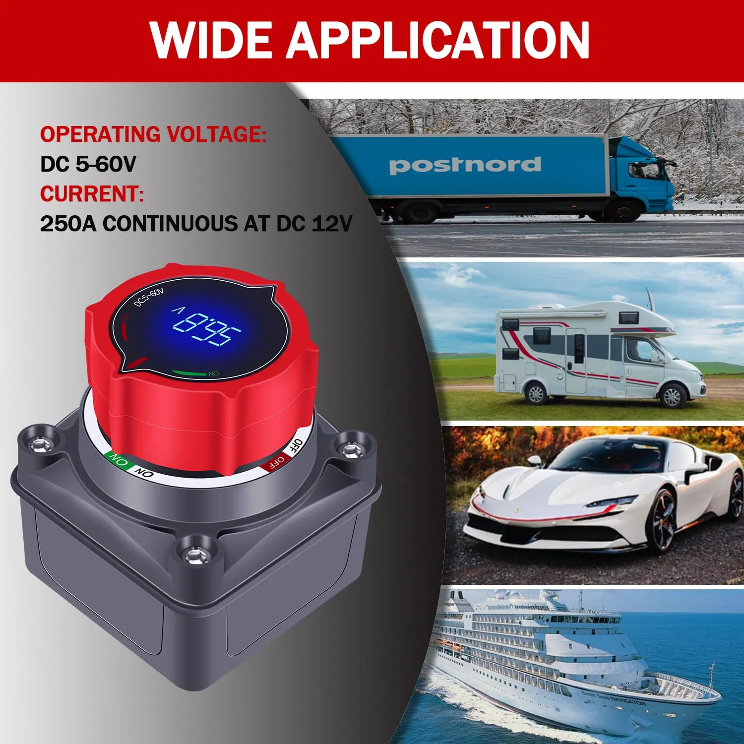 Special Offer High Current Yacht Power-off Switch, Car Battery Embedded Dual Battery Power Protection Knob Switch - Image 2