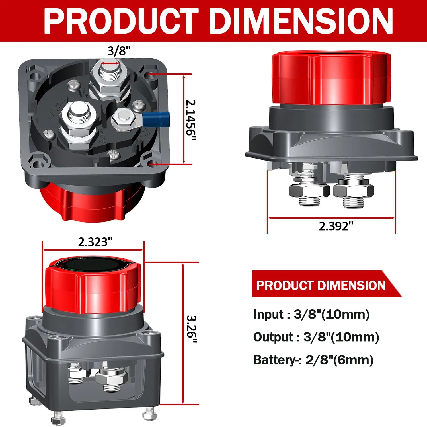 Yistar Special Offer High Current Yacht Power-off Switch, Car Battery Embedded Dual Battery Power Protection Knob Switch - Image 5